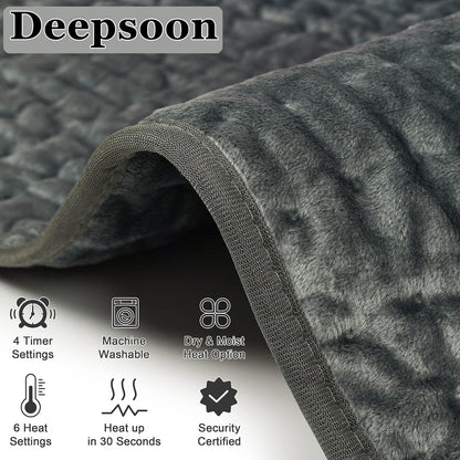 Heating Pad,Heated Blanket,Heating Pad for Back Neck,Grey,24x12 Inch | Electric Heating Pad,Dry/Moist Heat Heating Pads,Heating Pads for Shoulder,Abdomen,Heat Pad for Women Men,Birthday Gift