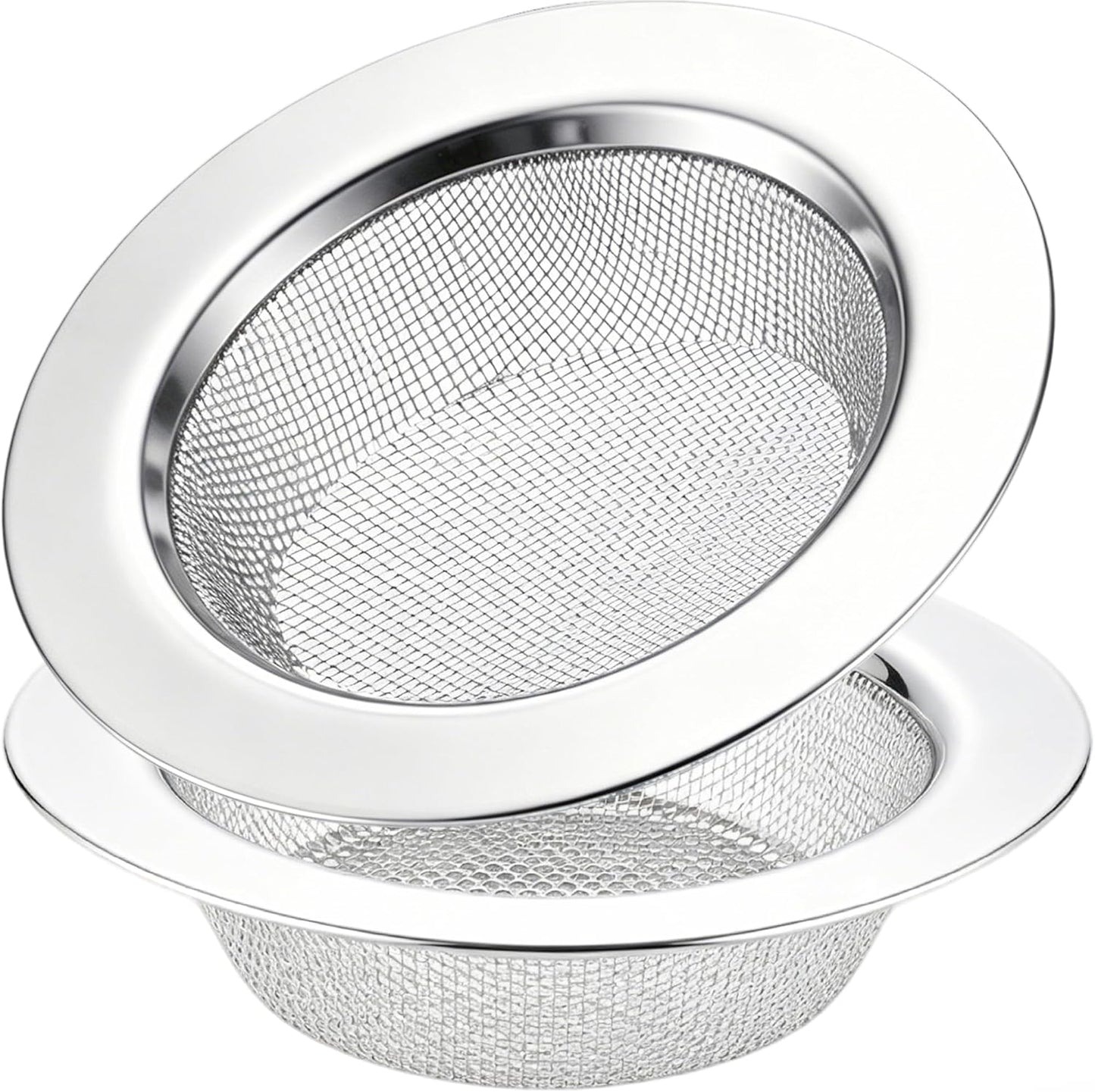 LASSHSWA 2 PCS Kitchen Sink Strainer Stainless Steel, Kitchen Sink Drain Strainer， Sink Strainers with Large Wide Rim 4.5" Diameter for Kitchen Sinks