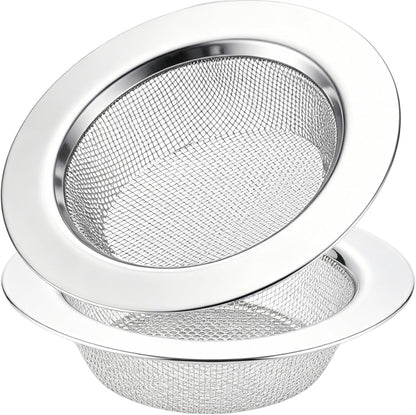 LASSHSWA 2 PCS Kitchen Sink Strainer Stainless Steel, Kitchen Sink Drain Strainer， Sink Strainers with Large Wide Rim 4.5" Diameter for Kitchen Sinks