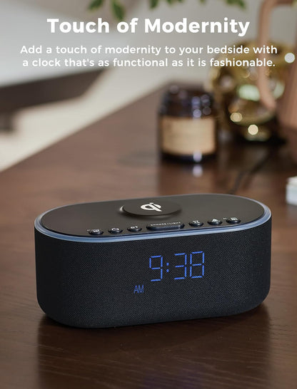 Odokee Qi Certified Wireless Charging Alarm Clock Radio for Bedroom