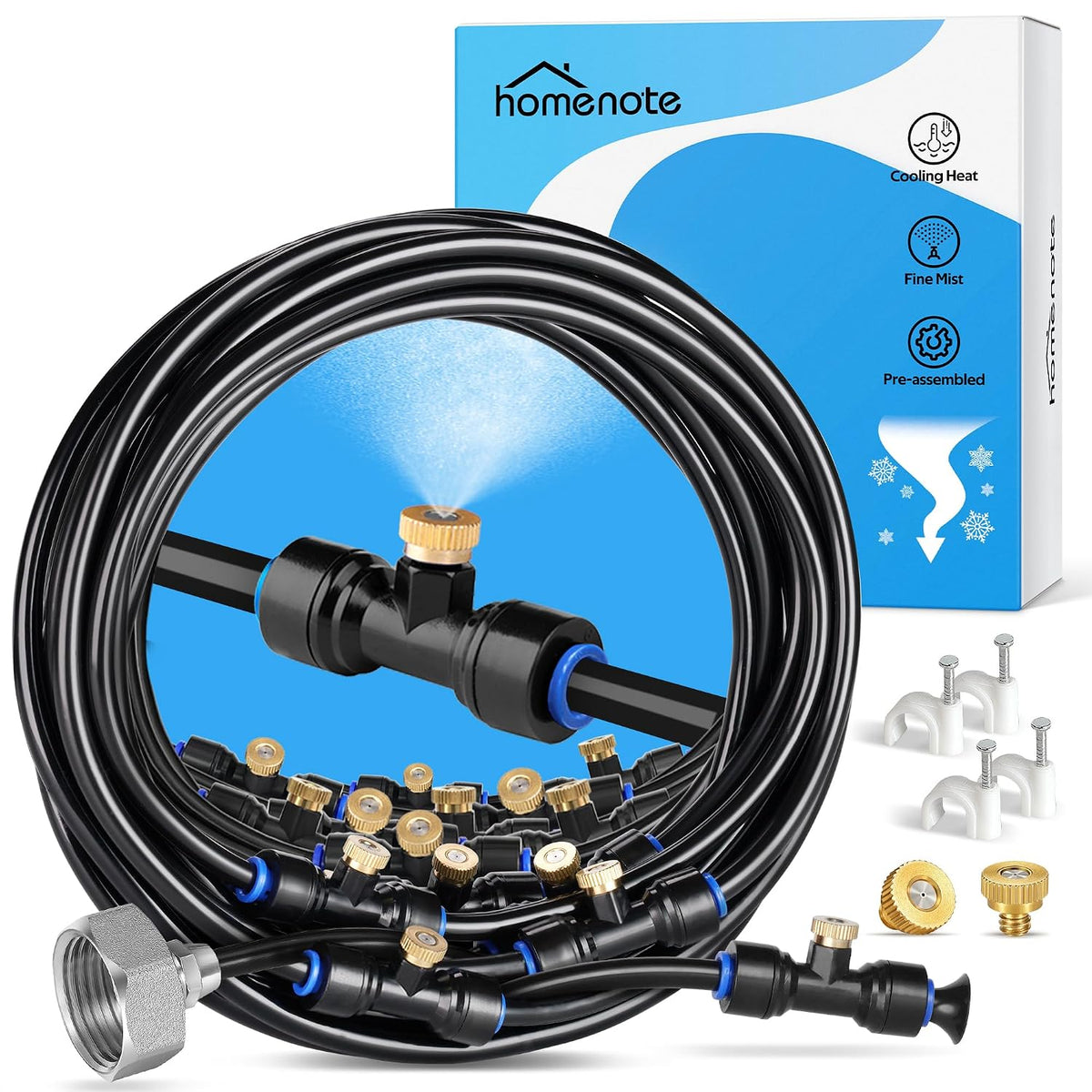 homenote Misting Cooling System, 75FT(23M) Pre-Assembled Mister Kit