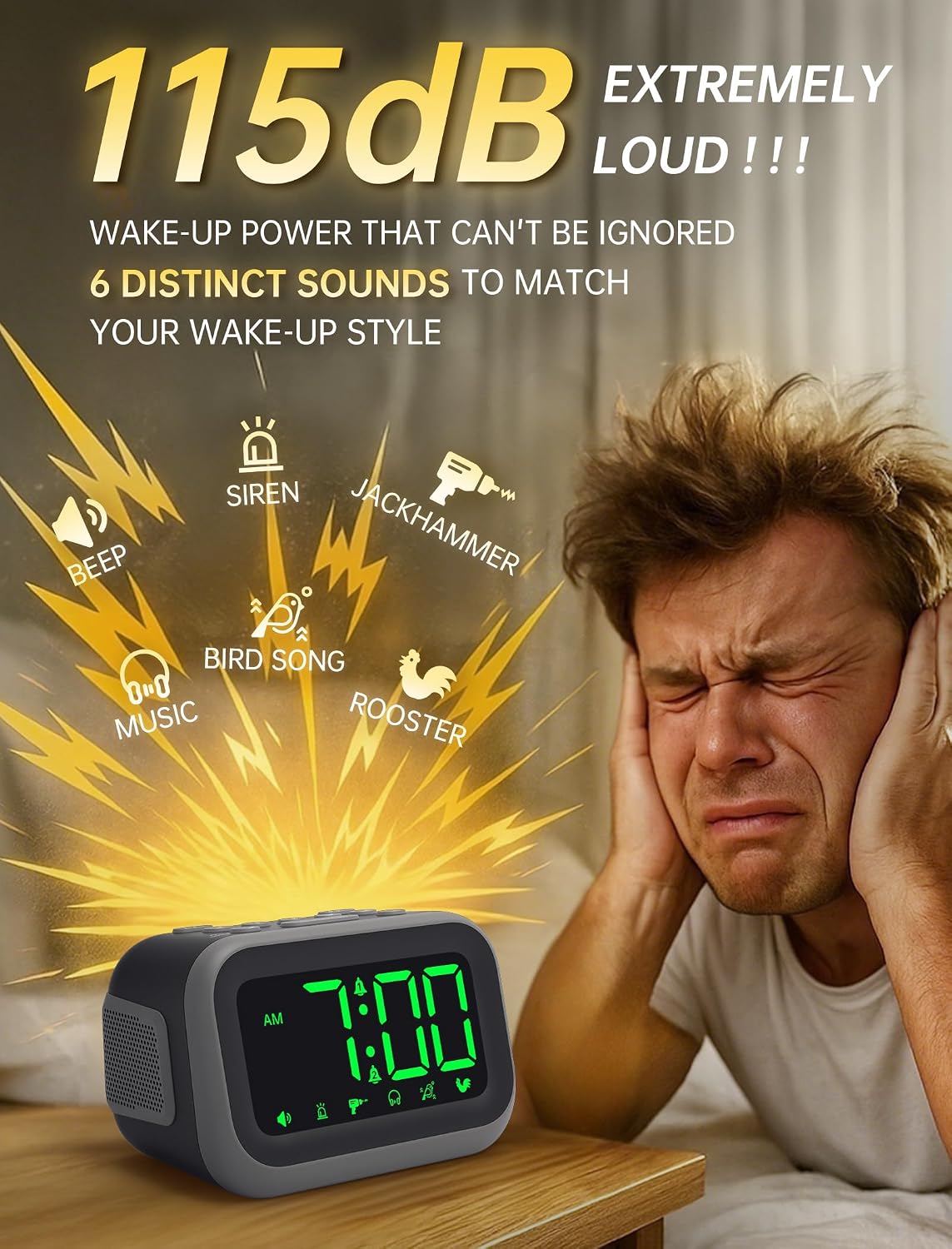 Acedeck Super Loud Alarm Clock: 115dB Wake-Up Power