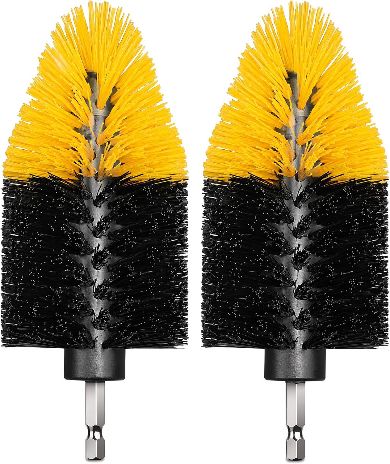 2 Pack 1/4″ Corner Drill Brush Attachments for Cleaning Tile Grout Corners | Sinks, Bathtub & Kitchen Surfaces, Hex Shank Power Scrubber Brush for Drill, Nylon Bristles, Tapered Cone Design