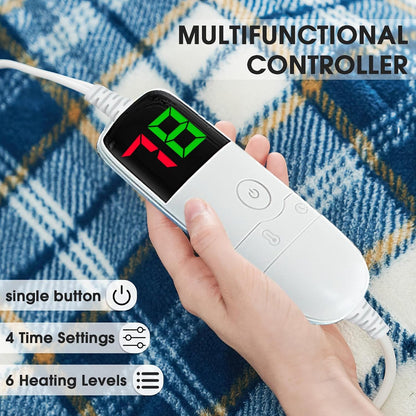 Heated Blanket Electric Throw 50X60 Heating Blanket with 10 Heating Levels 8 Hours Auto Off, Blue Plaid Sherpa Blankets Winter Warmer, Home Decor for Couch Bed Office,Gifts for Mom, Women,Washable