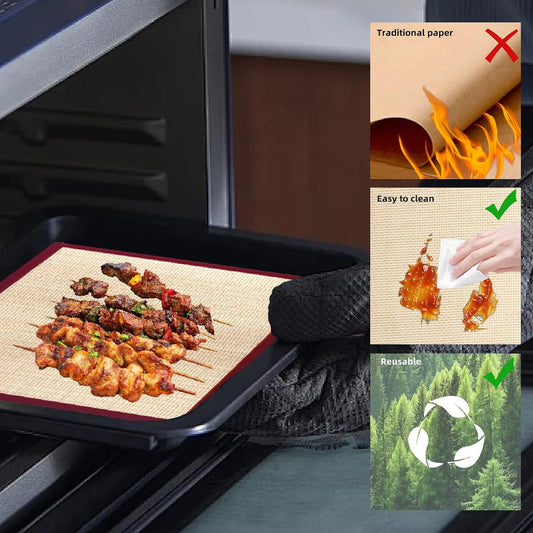 4 Pack Oven Liners for Bottom of Oven for Cuisinart TOA-60/65/70 | Heat resistant mat up to 450°F, food grade silicone baking mat, dishwasher safe, 11.4 x 10.2 in, 0.25 cm thick, reusable