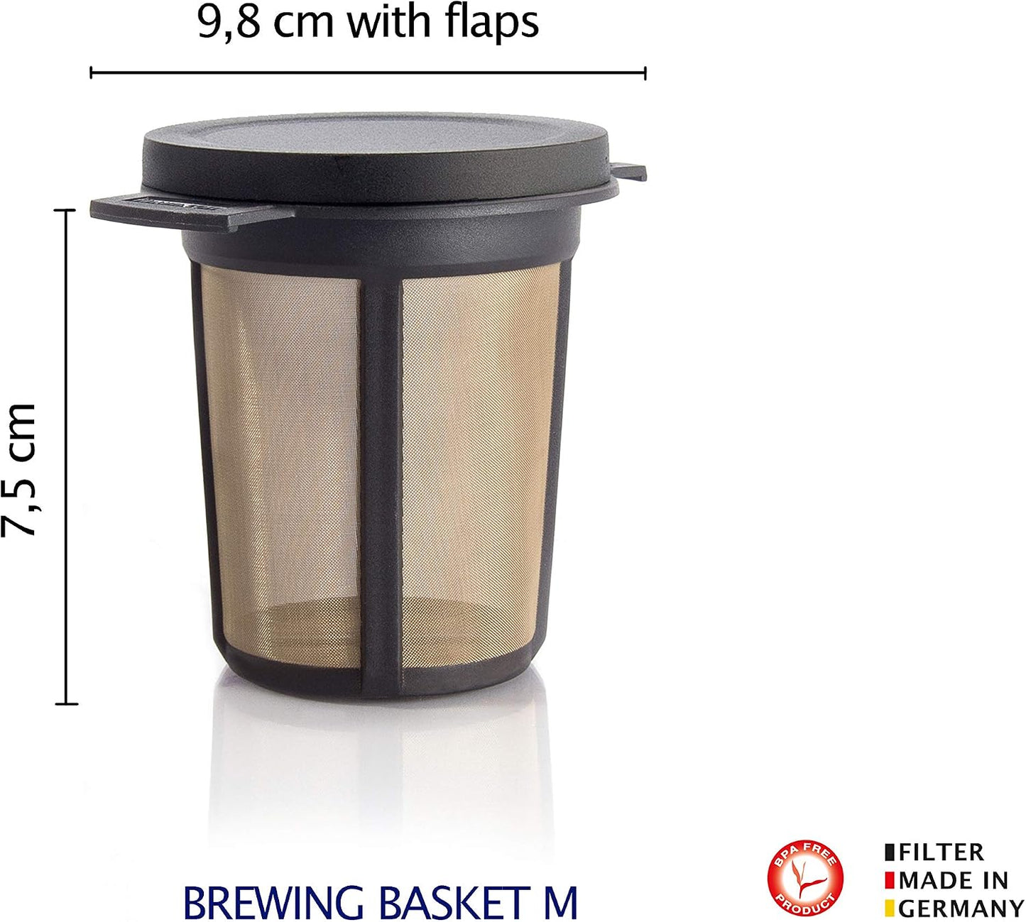 Finum Reusable Stainless Steel Coffee and Tea Infusing Mesh Brewing Basket, Large, Black