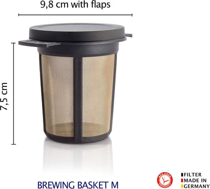 Finum Reusable Stainless Steel Coffee and Tea Infusing Mesh Brewing Basket, Large, Black