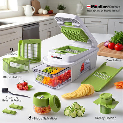 Mueller The Real Original Pro Vegetable Chopper & Mandoline Slicer, 10-in-1 | since 2013, 8 Blade Food Veggie Chopper, Onion Vegetable Cutter with Container, Kitchen Gadgets & Essentials