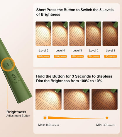 Gritin Book Light, Eye Caring 4-Color&5-Brightness Neck Light Reading Light | Stepless Dimming, 30-min Timer, 80+ Hrs Runtime, Bendable Round Neck Design, Lightweight for Reading, Knitting, Repairing