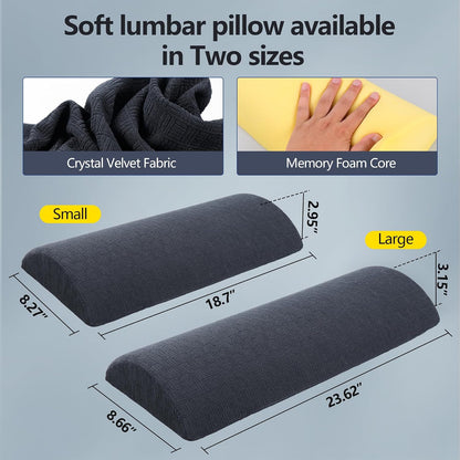 Cozyhealth - 2.95" H*18.7" L - Soft Small Lumbar Pillow for Sleeping, Memory Foam Back Lumbar Support Cushion for Lower Back Pain Relief Bed Waist Sleep Support Pillow for Side, Back (White, Small)