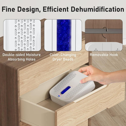Pack of 2 Rechargeable Small Dehumidifier for Bathroom, Detachable Hanging Dehumidifier for Bedroom, Gun Safe, Closet, Portable Moisture Absorbers with Dual-Sided Suction