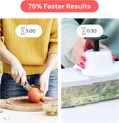 Fullstar Pro Core Vegetable Chopper & Mandoline Slicer, Meal Prep Essential | 6 in 1 Veggie Slicer, Onion & Fruit Slicer with Julienne, Grater & Dicer Stainless Steel Blades + Container (White)