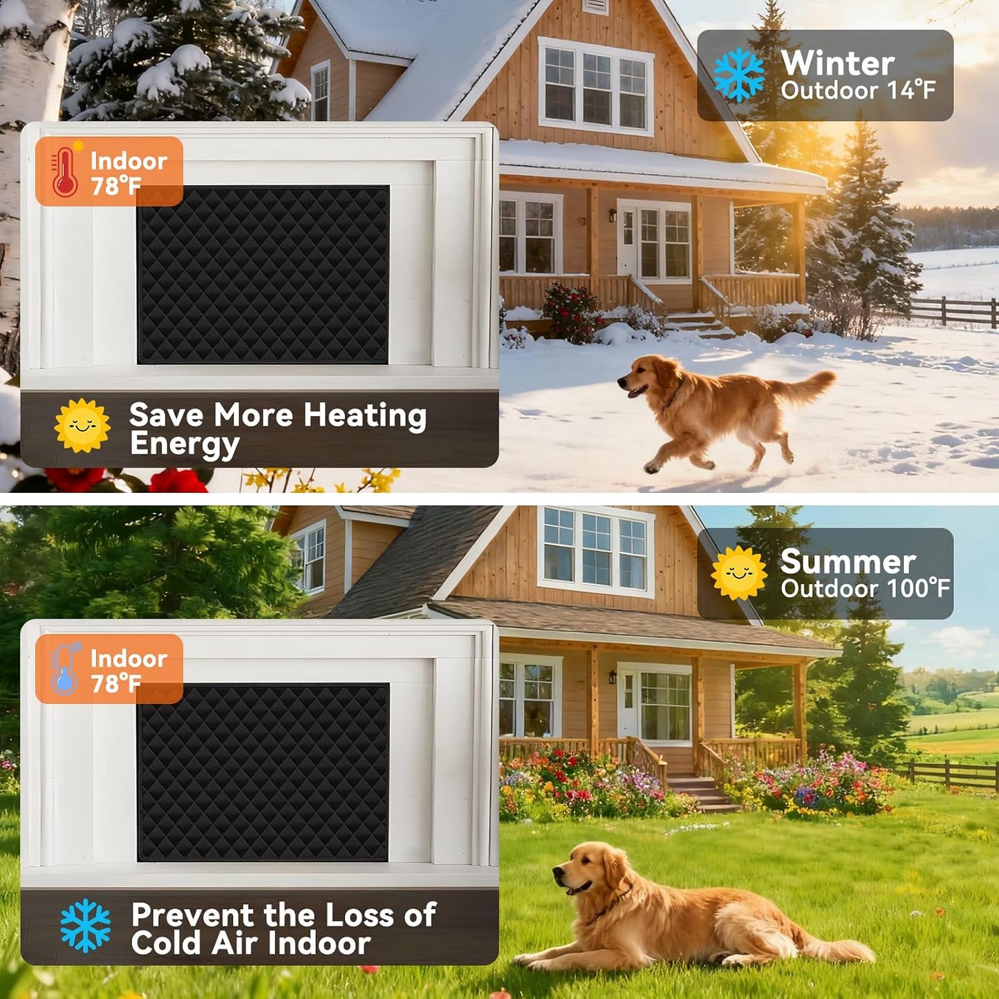 Magnetic Fireplace Draft Stopper Cover, Blocks Drafts & Heat Loss | 39.5x32 Inches, Stops Cold Drafts, Keeps Warm In, Energy Saving, Lowers Heating Cost, Magnetic, Fits Metal Fireplaces