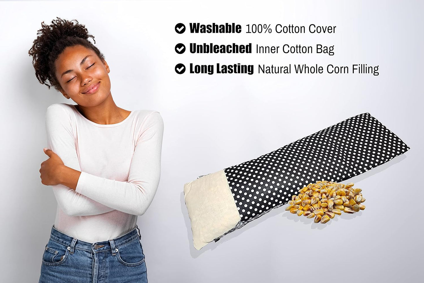 Microwavable Corn Filled Heating Pad and Cold Pack/Washable 100% Cotton Cover (Cross Hatch - Mint, 7.5in W x 11in L)