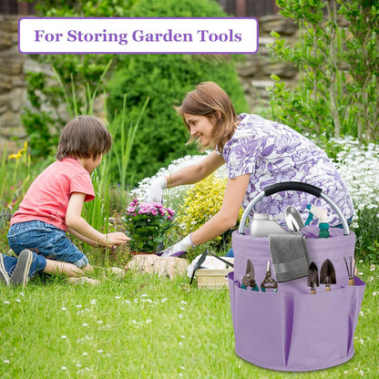 17L Cleaning Caddy with Handle and 6 Pockets, Foldable Cleaning Supply Caddy, Portable Shower Caddy in 600D Oxford Fabric, Multifunctional Storage Basket for Camping, Gardening, Black