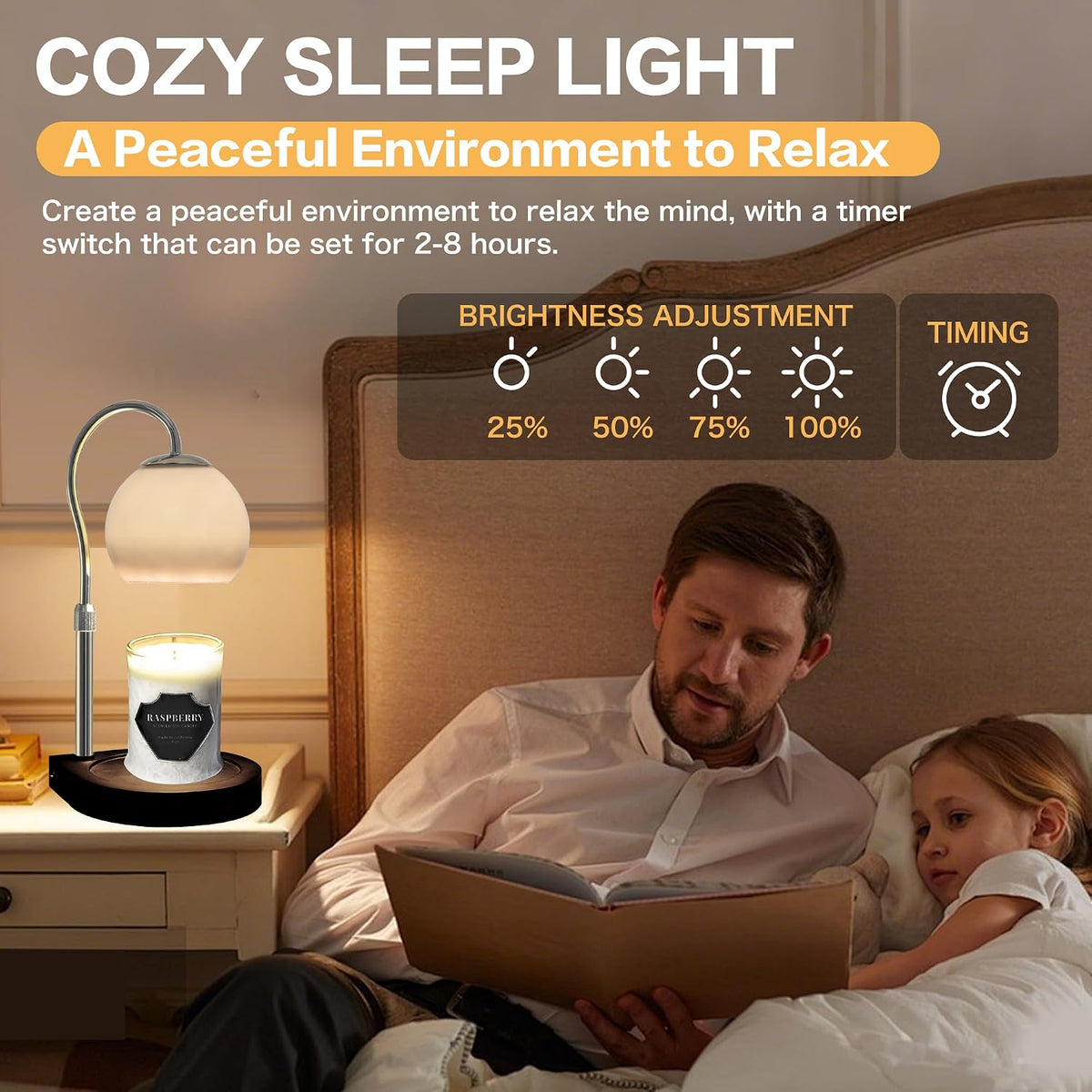 Candle Warmer Lamp with Timer 2H/4H/8H, Adjustable Height, Ocean