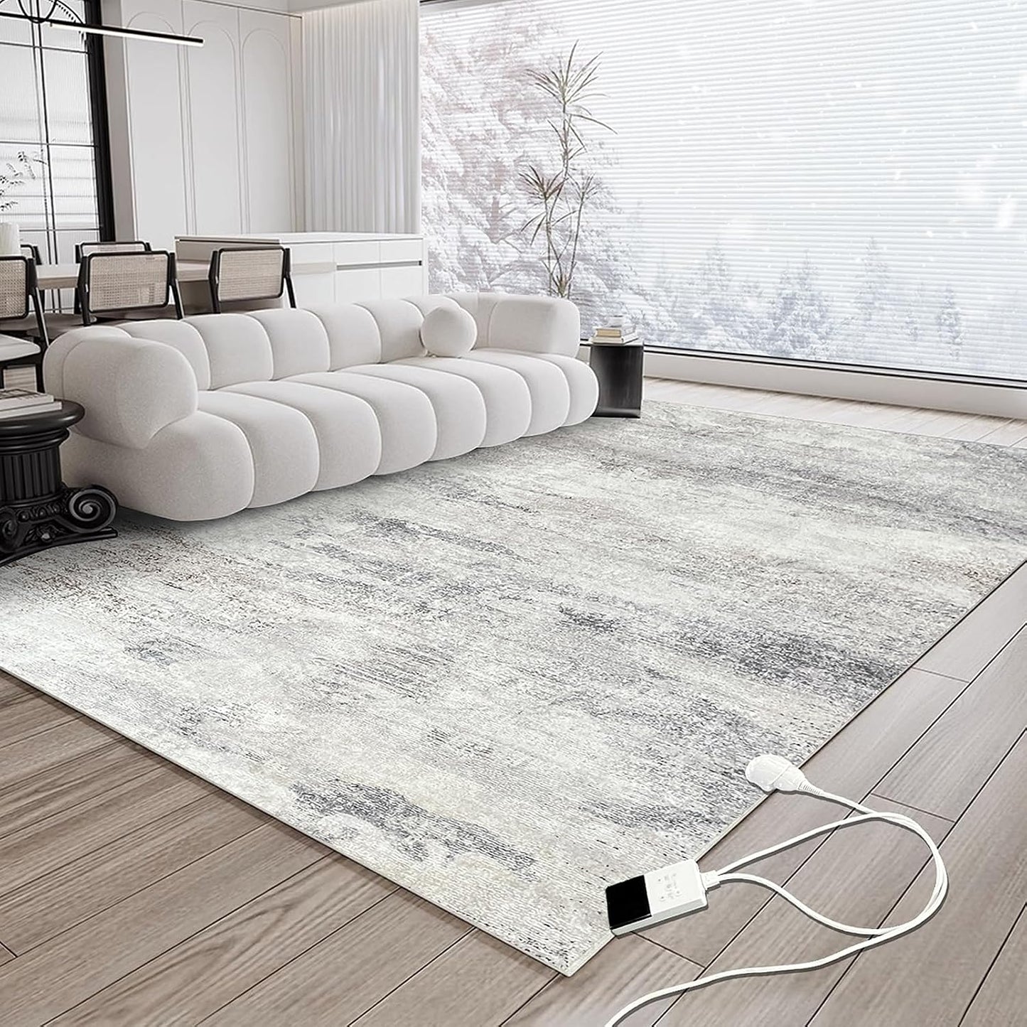 Electric Heated Carpet 35x55in Soft Plush Heating Rug 450W CX | Instant Warmth in 30s, 60 Heat Levels 12h Timer, Energy Efficient Safety Protection Ideal for Home Office Playroom 120V