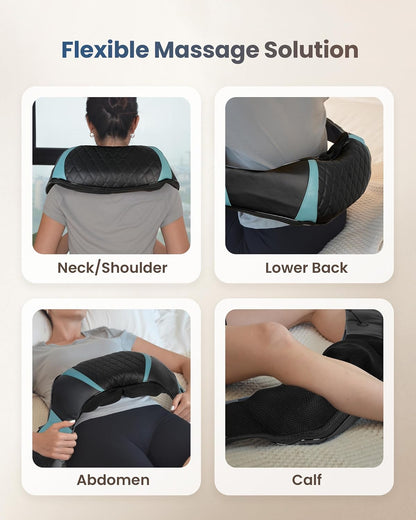 COMFIER Shiatsu Neck and Shoulder Massager with Heat,White Elephant Gifts for Adults,4D Deep Kneading Massage Pillow with Heat, Back Massager, Pillow Massage,Jet Black