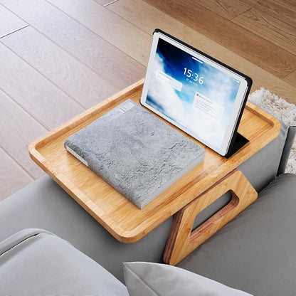 Couch Arm Tray,Bamboo Folding Sofa Tray,Sofa Armrest Trays Clip-On Couch Desk for Drinks,Snacks,Phone,Remote Control（Black）