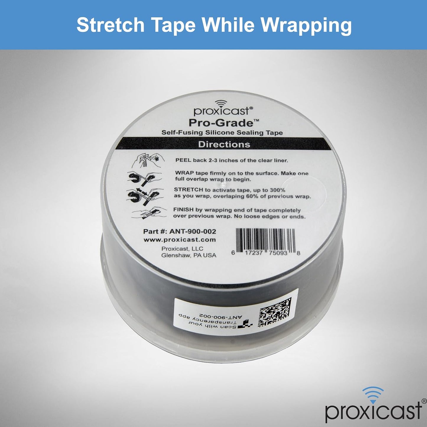 Proxicast Self Fusing Silicone Tape Waterproof - 1.5" x 15' Roll - Black | 30 mil Thick Weatherproof Rubber Coax Tape for Antennas, Electrical Wires, Pipe Leaks, Emergency Repairs - ANT-900-002