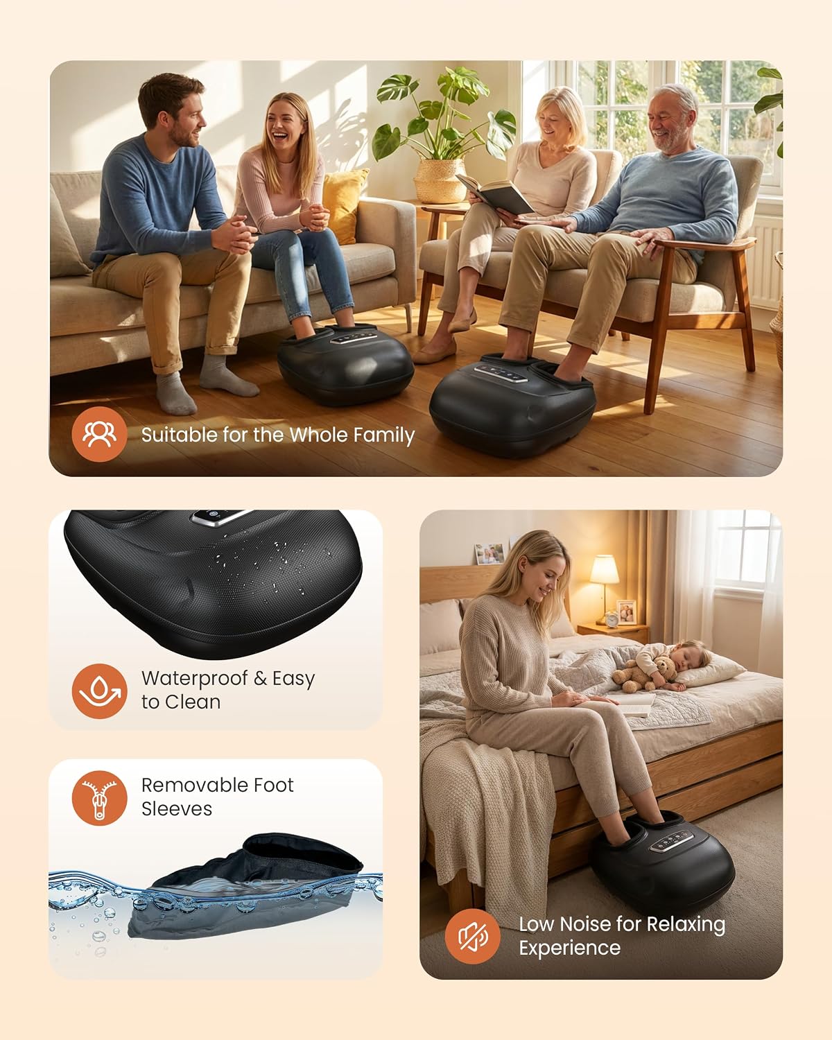 Shiatsu Foot Massager with Heat and Compression, Kneading, Rolling,Electric Feet Massager for Plantar Fasciitis, Neuropathy, Feet Heater, Foot Warmer for Women, Size Up to 14"