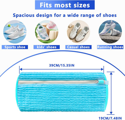 Reusable Shoe Washing Bag, 2-Pack Chenille Laundry Bag for Washer & Dryer. | Soft chenille fibers help deep clean sneakers while the hidden zipper keeps shoes secure and helps protect your washer.