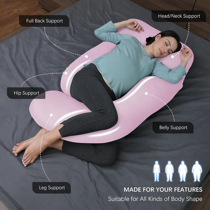 MOON PARK Pregnancy Pillows for Sleeping - 57 Inch U Shaped Full Body Maternity Pillow with Removable Cover - Support for Back, Legs, Belly, Hips - Pregnancy Pillow for Women - Grey
