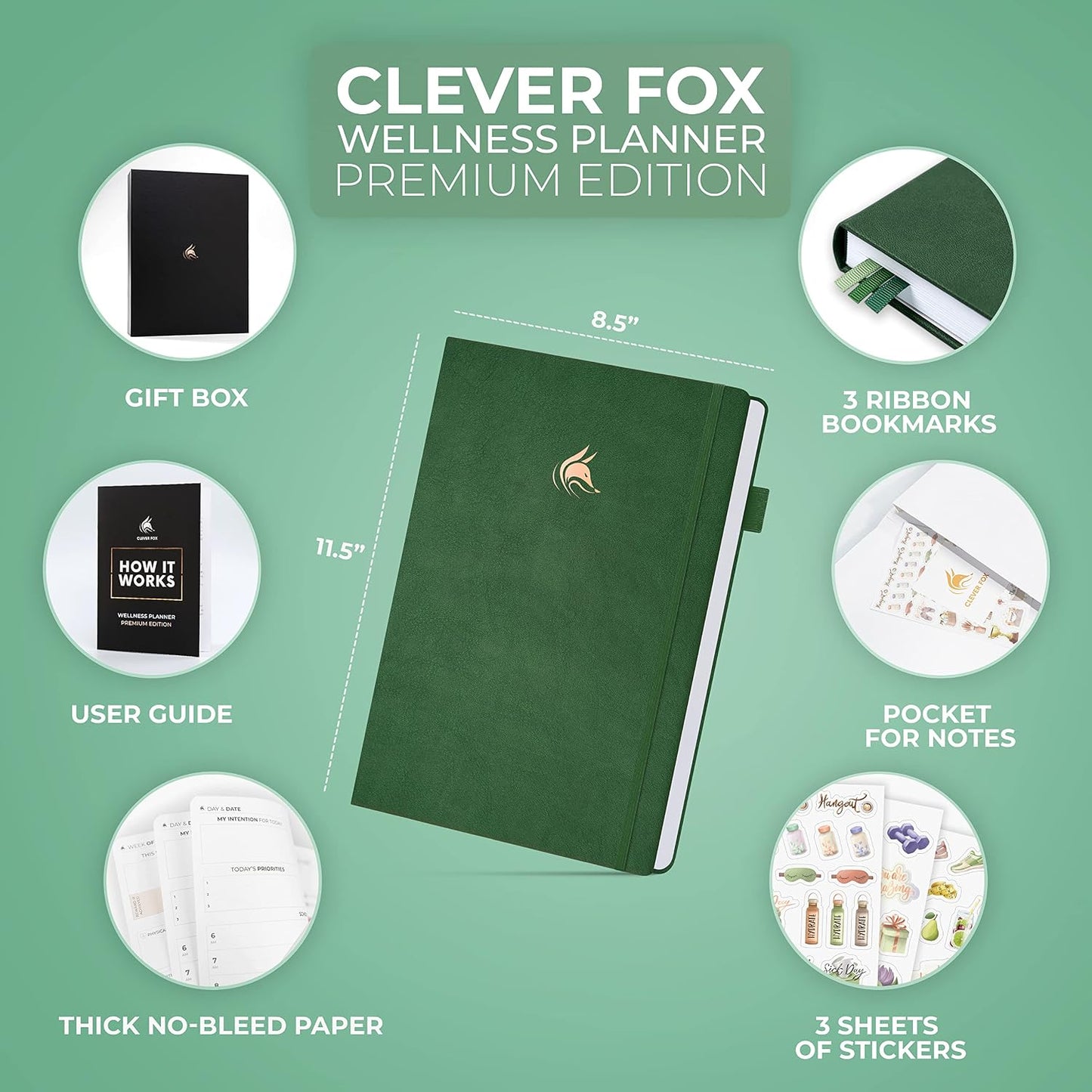 Clever Fox Wellness Planner Premium – Daily Lifestyle Journal to Support Health, Nutrition & Exercise – Healthy Living Journal with Meal, Exercise & Habit Trackers – Lasts 3 Months (Light Pink)