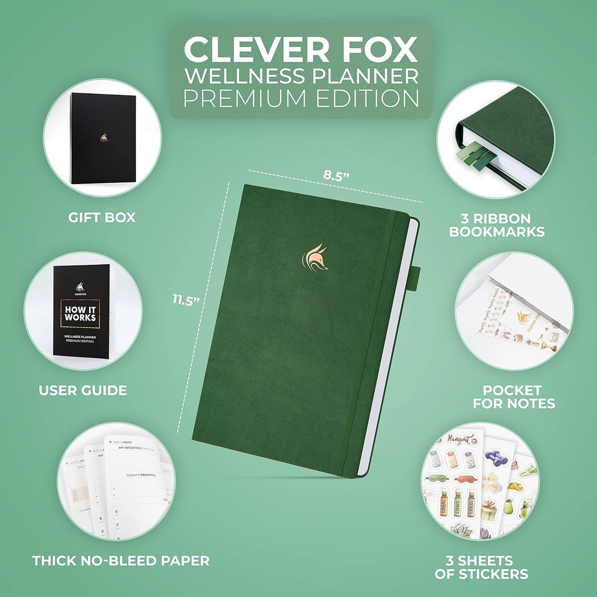 Clever Fox Wellness Journal Premium for Women, Workout & Food Light Pink