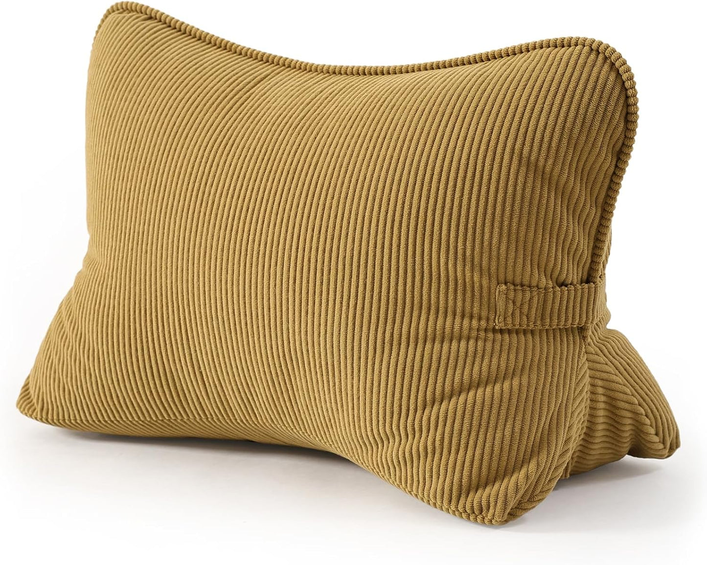 Pat. Pend. Corduroy Lumbar Support Back Pillow for Watching TV, Reading & Gaming, Ergonomic Triangle Support Cushion for Sofa, Armchair & Bed Sitting, Removable Washable Cover, Beige Gray