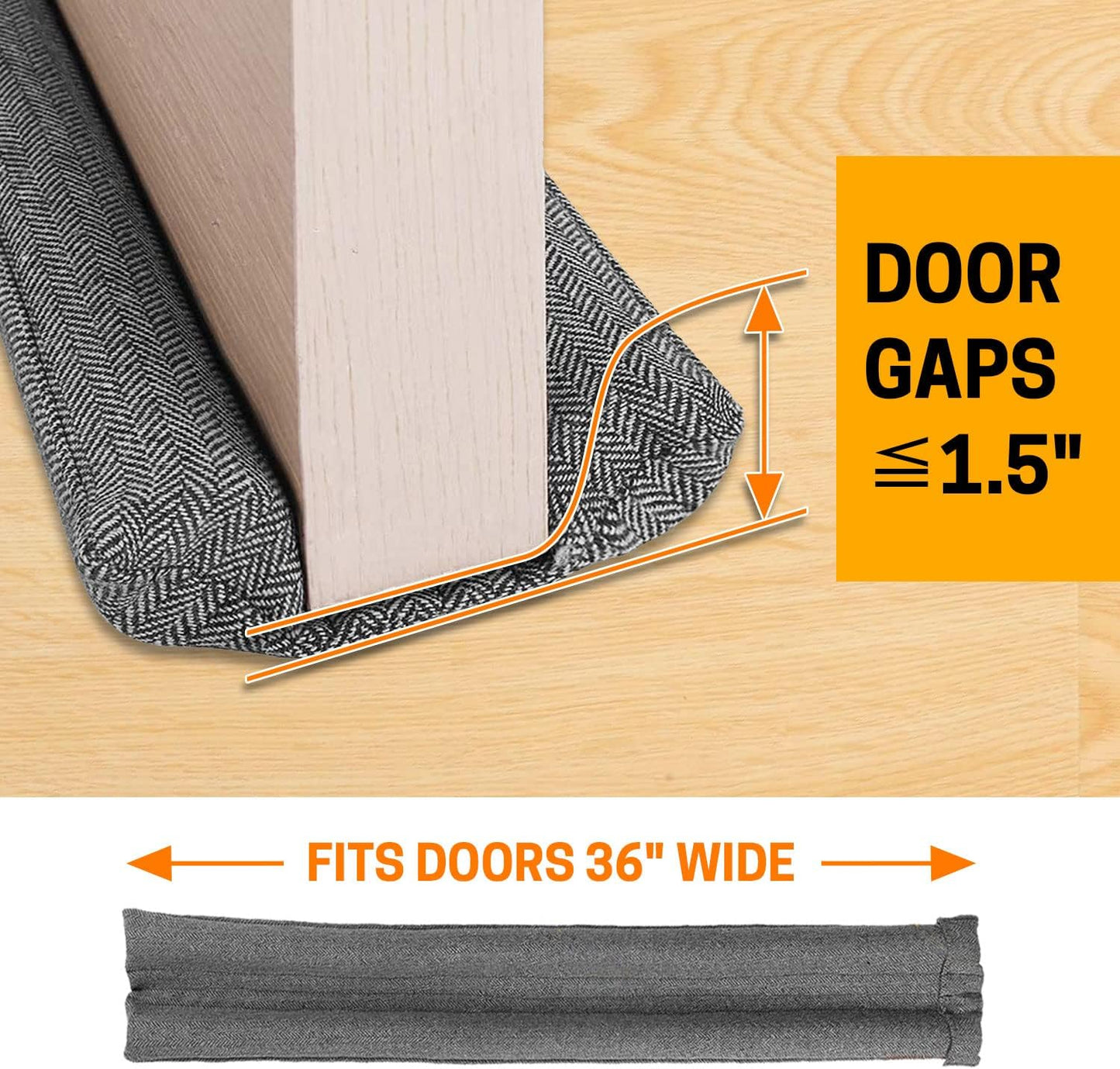 36 Inch Under Door Stopper, Door Noise Blocker | Double Sided Door Stopper, Machine-Washable