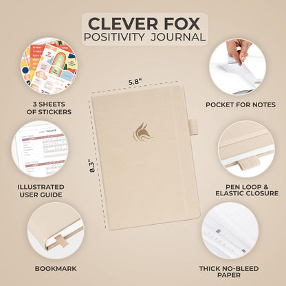 Clever Fox Positivity Journal for Women, 5-minute Gratitude, Seashell