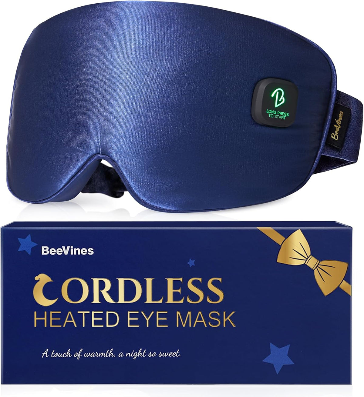 BeeVines Cordless Heated Eye Mask for Dry Eyes, Washable Eye Masks (Blue)