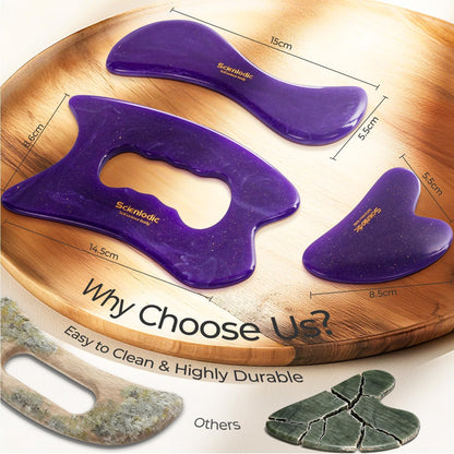 Scienlodic Gua Sha Massage Tool with Handle (Resin) Larger Guasha Scraping Tool for Back Neck Face Leg Massage, Lymphatic Drainage, Cellulite Remove - Large