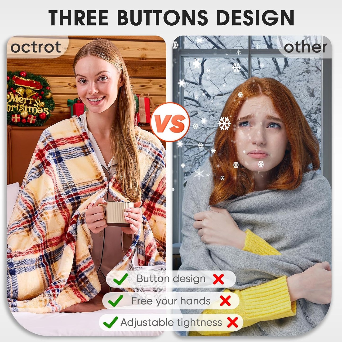 Heated Blanket Electric Throw 50X60 Heating Blanket with 10 Heating Levels 8 Hours Auto Off, Blue Plaid Sherpa Blankets Winter Warmer, Home Decor for Couch Bed Office,Gifts for Mom, Women,Washable