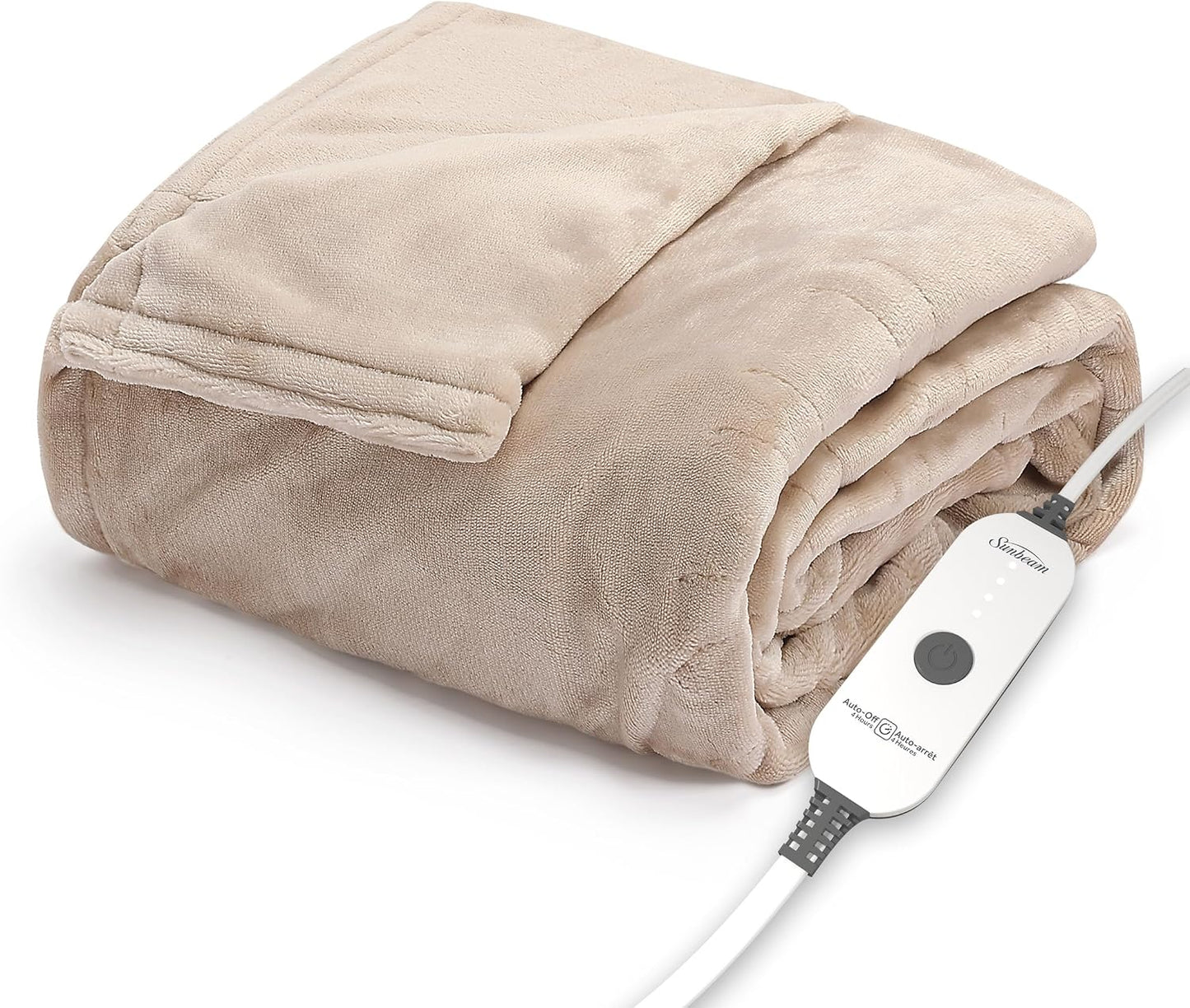 Sunbeam Royal Posh Dove Grey Heated Personal Throw / Blanket, Cozy-Warm, Adjustable Heat Settings