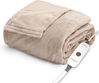 Sunbeam Royal Posh Dove Grey Heated Personal Throw / Blanket, Cozy-Warm, Adjustable Heat Settings