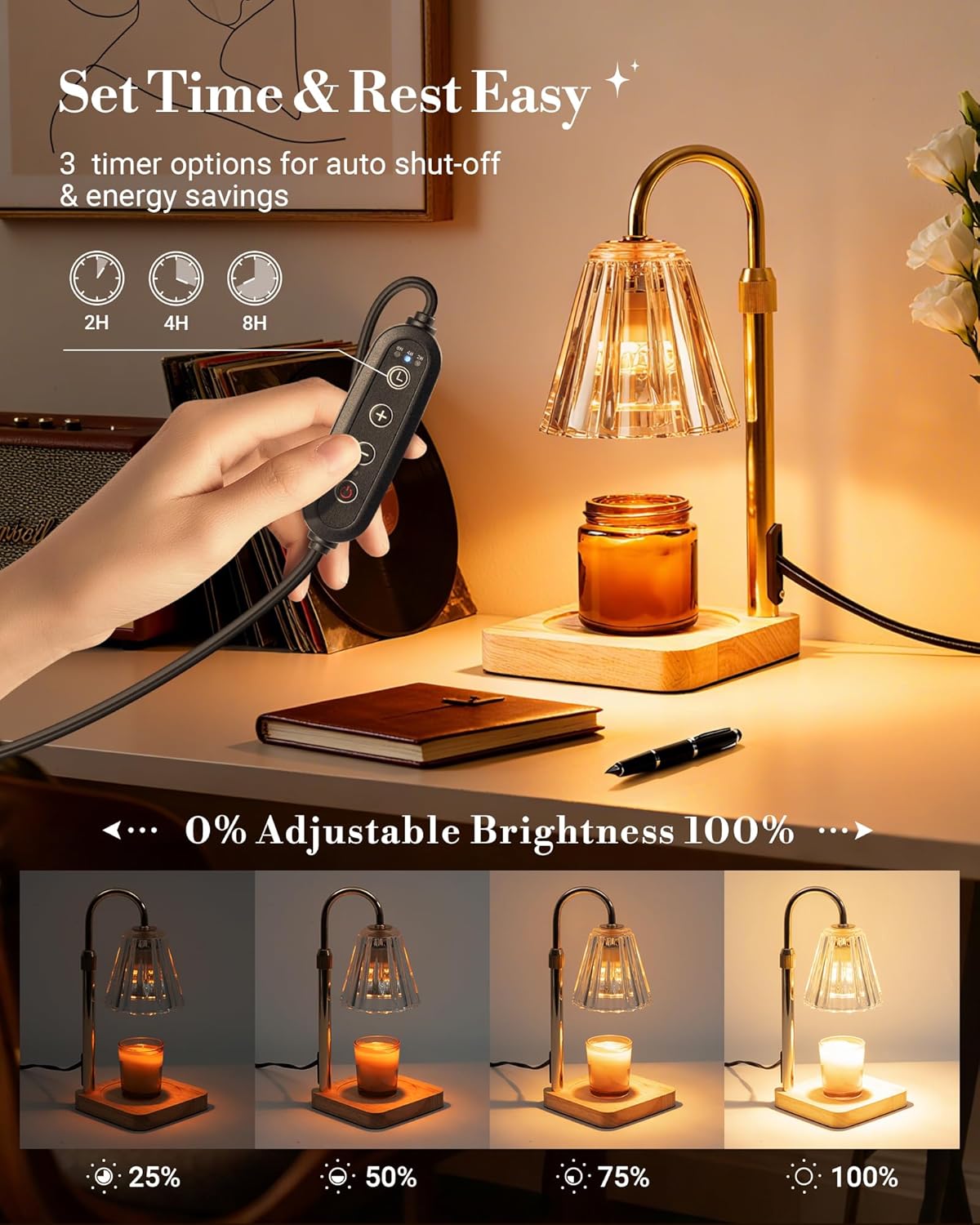 Marycele Candle Warmer Lamp with Timer, Vintage Home Decor, Gifts for Women