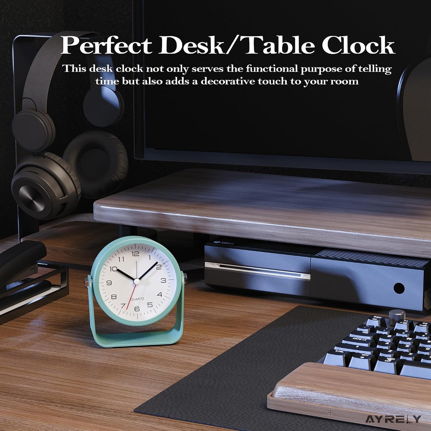 AYRELY® 3.5" Small Analog Travel Alarm Clock, Battery Operated Desk Clock | Cute Table Clock with Light, Adjustable Angle, Bedside, Bedrooms, Kids' Rooms and Living Room Decor (Orange)