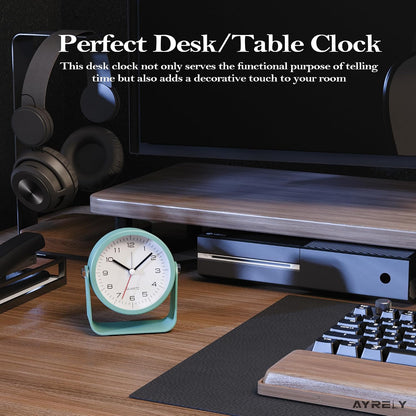 AYRELY® 3.5" Small Analog Travel Alarm Clock, Battery Operated Desk Clock | Cute Table Clock with Light, Adjustable Angle, Bedside, Bedrooms, Kids' Rooms and Living Room Decor (Orange)