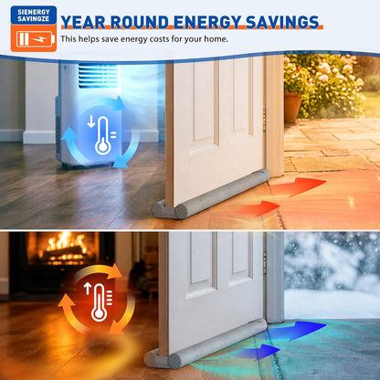 MAGZO Under Door Draft Stopper, 36 Inch Adjustable Door Gap Filler, Gray | Dual-Sided Soundproof Door Sweep for Blocking Noise Cold Air, Smoke, Dust & Light – Easy Install, Energy Saving, Washable