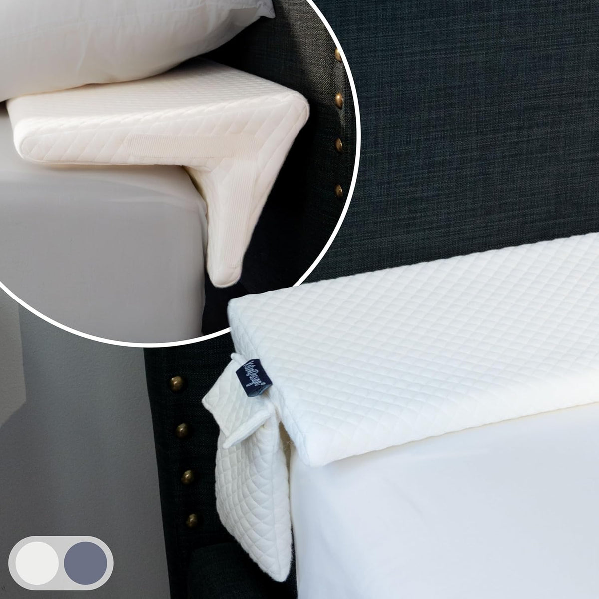 XetraDesign Bed Wedge Pillow for Headboard Gap Up to 7", Triangle Gap Filler for Bed, Mattress Wedge Gap Filler, Headboard Space Filler, Corner Pillow, White Queen 60"