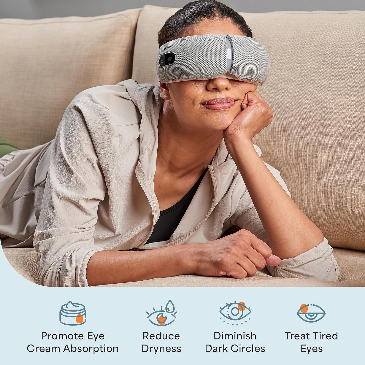 LifePro Portable Eye Massager with Heat and Vibration - Oculax 4 Soothing Modes for Compression Massage to Help Reduce Puffy and Dry Eyes-Rechargeable Heated Migraine Mask with Bluetooth Music