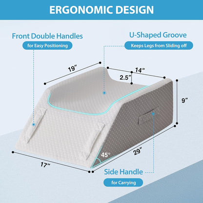 MEGCXIT Leg Pillow Elevation Blood Circulation, Wedge Pillow for Legs Swelling, Knee Pillow Wedge Post Surgery, Leg Elevation Pillows for After Surgery, Memory Foam Foot Leg Elevating Pillow, Grey