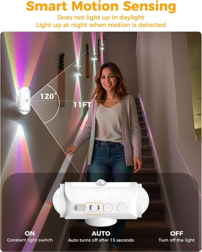 Motion Sensor Wall Light, Rechargeable Peel and Stick on Sconce Set of 2