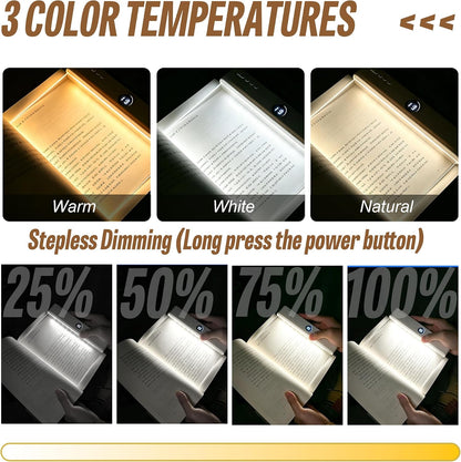 GJD 2-in-1 LED Book Light & Night Light, Rechargeable Flat Reading Light with 3 Color Modes Timer for Reading in Bed