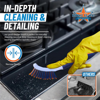Bring It On Grout Cleaning Brush 2-Pack – Crevice Cleaning Brush with Stiff Nylon Bristles, 8-Inch Heavy-Duty Scrub Brush for Tile, Grout, Shower, Bathroom, Kitchen, Corners & Tight Spaces