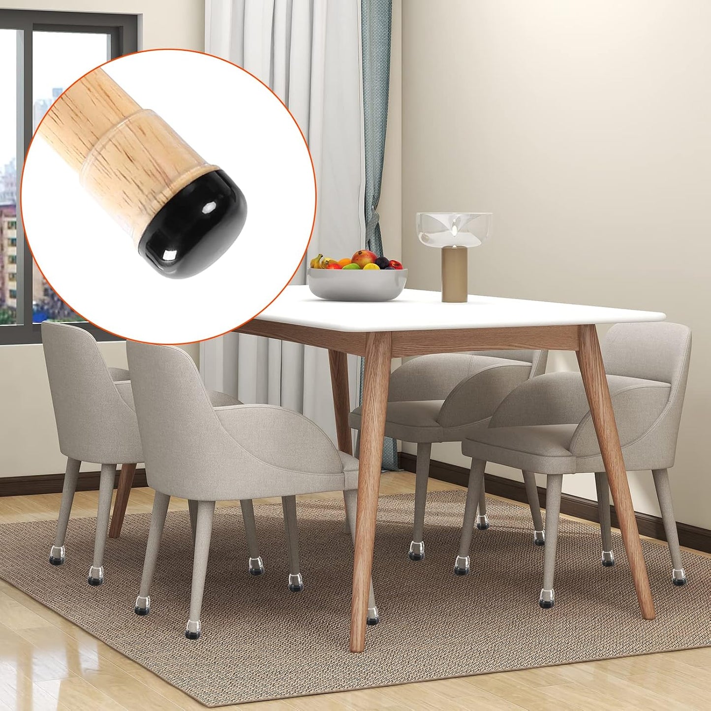 Ezprotekt Chair Leg Sliders for Carpet, 24 Pcs Square Chair Glides for Carpet, Carpet Furniture Pads Stool Leg Protectors Caps, Carpet Furniture Glides Quickly and Easily (L Fit:1" - 1.4")