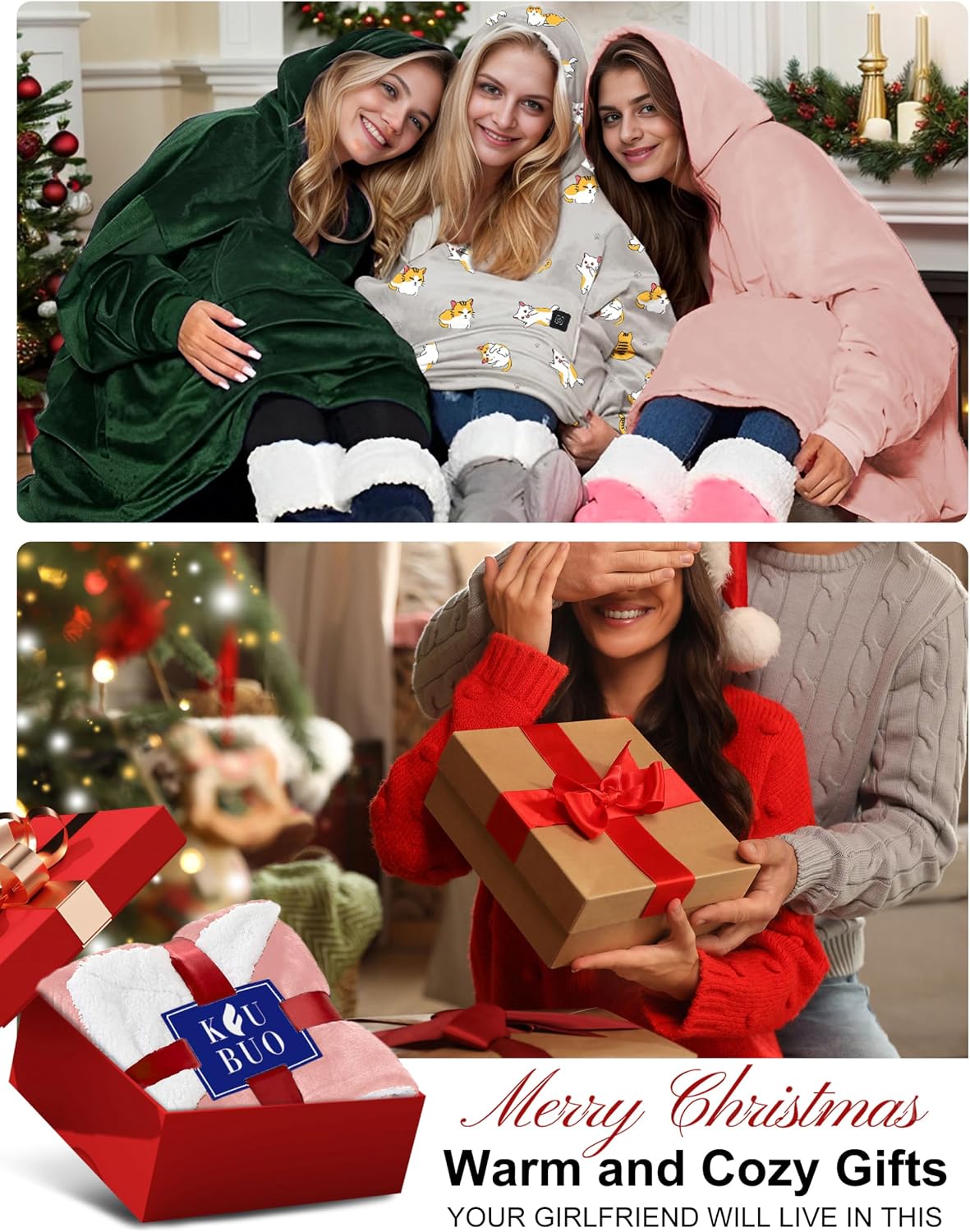 KFUBUO Wearable Heated Blanket Cordless Oversized Hoodie Sweatshirt