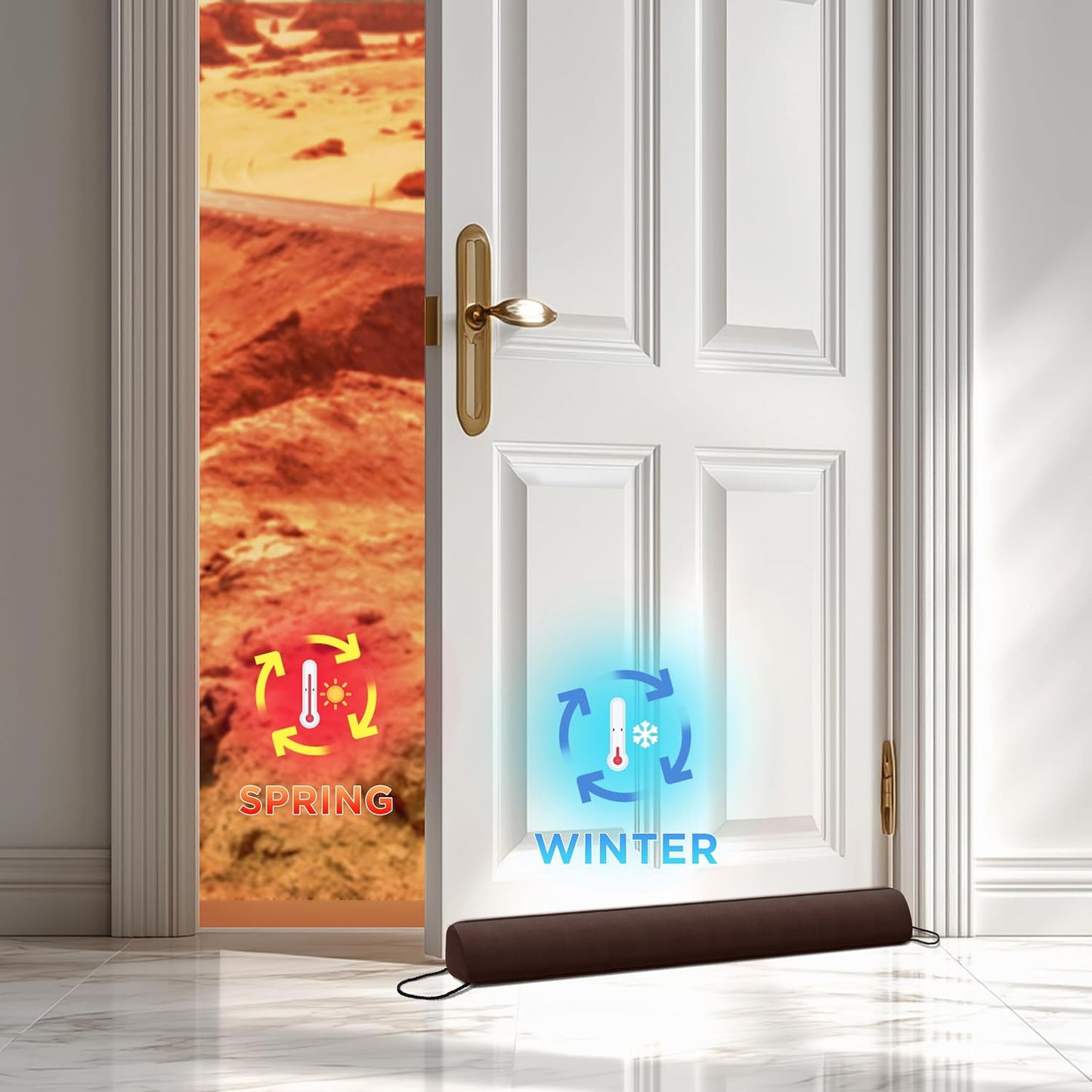 Door Draft Stopper with Removable Washable Cover, 38", Black | Weighted Gap Filler, Blocks Hot and Cold Air, All-Season Seal, Easy Install, Noise & Wind Blocker, Home Essentials